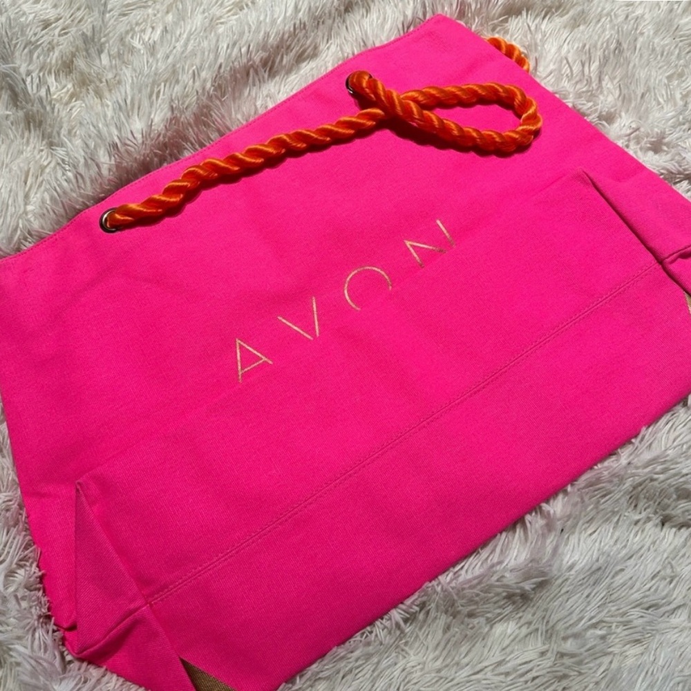 Avon Hot Pink Oversized Canvas Tote Bag 29x13” - Picture 7 of 9
